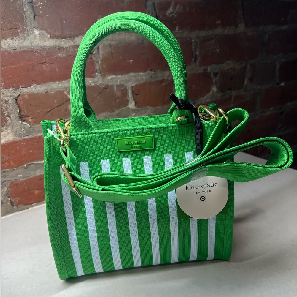 Kate Spade x Target Green Striped Knit Crossbody Tote Bag